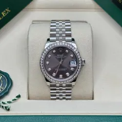 ROLEX DATEJUST 31 NEW 2025 RHODIUM DIAMOND DIAL STAINLESS STEEL DIAMOND OYSTER