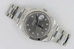 ROLEX DATEJUST II 116334 RHODIUM DIAMOND DIAL OYSTER BAND BOX & PAPERS YEAR 2017
