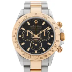ROLEX DAYTONA 116523 40MM BLACK INDEX STEEL GOLD CHRONOGRPAH MENS WATCH