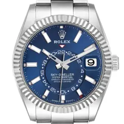 ROLEX SKY-DWELLER STEEL WHITE GOLD BLUE DIAL MENS WATCH 336934 BOX CARD