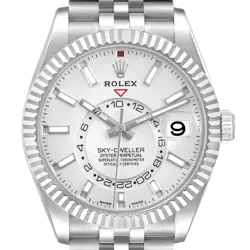 ROLEX SKY-DWELLER SILVER DIAL STEEL WHITE GOLD MENS WATCH 326934 BOX CARD