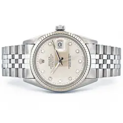 ROLEX DATEJUST 16014 18K & STAINLESS STEEL ORIGINAL SLATE DIAMOND 36 WRISTWATCH