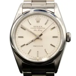 ROLEX AIR KING MENS STAINLESS STEEL WATCH SILVER STICK DIAL 14000