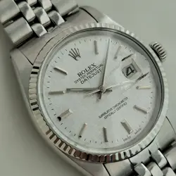 MENS ROLEX DATEJUST 16014 LINEN 36MM 18K GOLD SS 1980S AUTOMATIC SWISS RA392