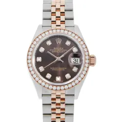 ROLEX DATEJUST BEZEL DIAMOND 10P DIAMOND 279381RBR CHOCOLATE BROWN 5 ROW JUB...