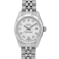 ROLEX DATEJUST 10P DIAMOND 179174G WHITE RANDOM NUMBER SECOND HAND WOMEN
