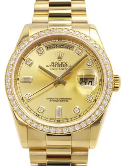 ROLEX DAY-DATE 10P & BEZEL DIAMOND 118348A G MEN #T005