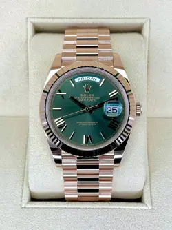 NEW 2024 ROLEX DAY-DATE 40MM 228235 PRESIDENTIAL ROSE GOLD OLIVE DIAL