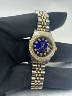 ROLEX 26MM LADIES DATEJUST 69173 TWO-TONE JUBILEE BLUE DIAMOND DIAL