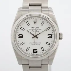 ROLEX AIR-KING 114200 SS SS AT WHITE DIAL 2 EXTRA LINKS