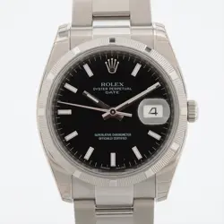 ROLEX OYSTER PERPETUAL DATE 115210 SS SS AT BLACK DIAL