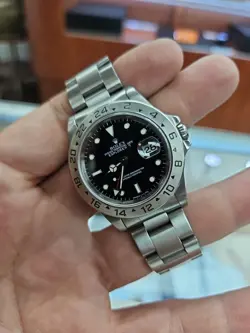 ROLEX EXPLORER LL STAINLESS STEEL 40MM BLACK OYSTER BOX & PAPERS 16570 FROM 1996