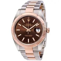 ROLEX DATEJUST 41 CHOCOLATE DIAL STEEL AND 18K EVEROSE GOLD MEN'S WATCH