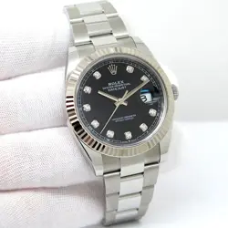 ROLEX 126334 DATEJUST 41 WITH BLACK DIAMOND DIAL ON OYSTER