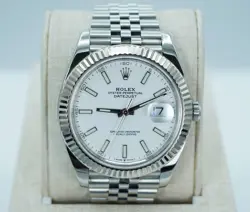 ROLEX 126334 DATEJUST 41 FLUTED BEZEL WHITE DIAL JUBILEE BAND 2021 FULL SET