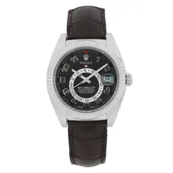 ROLEX SKY-DWELLER 18K WHITE GOLD BLACK DIAL AUTOMATIC MEN WATCH 326139