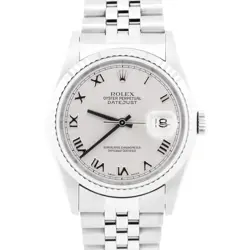 MINT ROLEX DATEJUST 36MM SILVER ROMAN STAINLESS STEEL JUBILEE 18K GOLD 16234