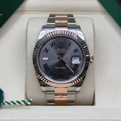 ROLEX DATEJUST 41 NEW 2025 WIMBLEDON DIAL TWO TONE ROSE GOLD FLUTED BEZEL OYSTER