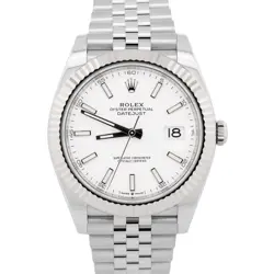 MINT 2022 PAPERS ROLEX DATEJUST 41 WHITE 18K FLUTED JUBILEE 41MM 126334 BOX