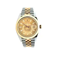 ROLEX 326933 SKY-DWELLER 18K YELLOW GOLD & STAINLESS STEEL CHAMPAGNE DIAL WATCH