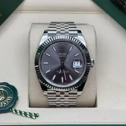 ROLEX DATEJUST 41 NEW 2025 RHODIUM INDEX DIAL STAINLESS STEEL FLUTED JUBILEE