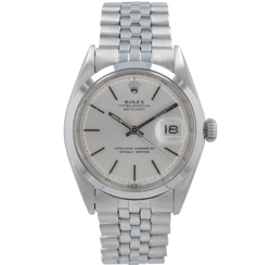 ROLEX DATEJUST  1600 36MM SILVER INDEX DIAL SMOOTH BEZEL JUBILEE BAND