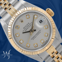 ROLEX LADIES DATEJUST 26MM TWO TONE SILVER DIAMOND NS DIAL FLUTED JUBILEE 69173