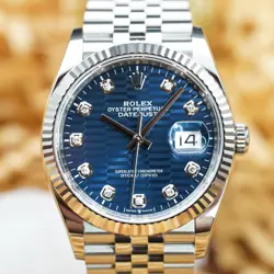 ROLEX DATEJUST 126234 36 - BLUE MOTIF DIAMOND DIAL - FLUTED JUBILEE - 2023 FULL