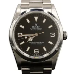 ROLEX MENS EXPLORER I STAINLESS STEEL WATCH BLACK ARABIC DIAL OYSTER BAND 114270