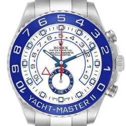 ROLEX YACHTMASTER II 44MM STEEL BLUE CERACHROM BEZEL MENS WATCH 116680