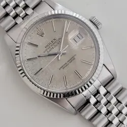 MENS ROLEX DATEJUST 16014 36MM 18K SS LINEN DIAL 1970S AUTOMATIC VINTAGE RA483