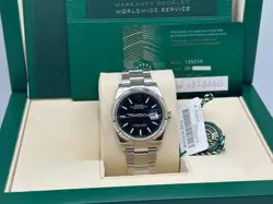 ROLEX DATEJUST BLACK DIAL 126234 STAINLESS STEEL 18K GOLD BEZEL BOX PAPER 36MM