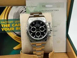 ROLEX DAYTONA 116520 BLACK DIAL STAINLESS STEEL BOX PAPER 40MM