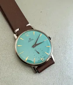 VINT ROLEX MARCONI TURQUOISE DIAL   SWISS MADE WIND UP CA 57 NO RESERVE PRICE