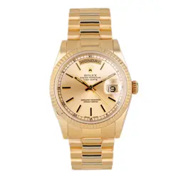 ROLEX DAY-DATE PRESIDENT 36 YELLOW GOLD CHAMPAGNE DIAL 36MM 118238