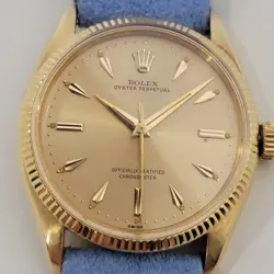 MENS ROLEX OYSTER PERPETUAL 6567 18K GOLD 34MM 1950S AUTOMATIC VINTAGE RJC193B
