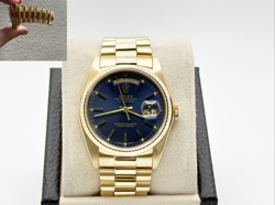 ROLEX PRESIDENT DAY DATE 18038 BLUE DIAL 18K YELLOW GOLD 36MM