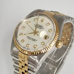 36MM ROLEX DATE JUST TWO TONES 18K YELLOW GOLD STAINLESS STEEL WATCH