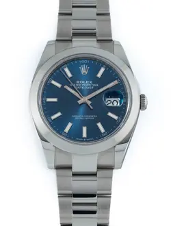 ROLEX DATEJUST 41MM STEEL W BLUE STICK DIAL - REF 126300 COMPLETE 3-2022