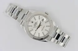 ROLEX DATEJUST 41 126334 SILVER INDEX DIAL OYSTER BAND 18K FLUTED BEZEL 41MM