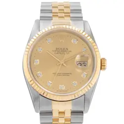ROLEX DATEJUST 36 16233 FACTORY YELLOW DIAMOND GOLD JUBILEE MENS WATCH 1991