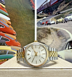 MENS ROLEX OYSTER PERPETUAL TWO TONE SILVER DIAL 34MM WATCH 1002