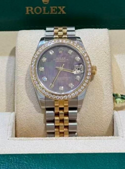 ROLEX DATEJUST 178383 BLACK MOTHER OF PEARL JUBILEE BRACELET DIAMOND BEZEL 2017