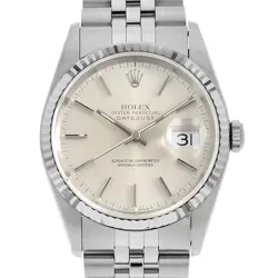 ROLEX DATEJUST 16234 SILVER BAR 5 ROWS JUBILEE BRACELET X NUMBER SECOND HAND...