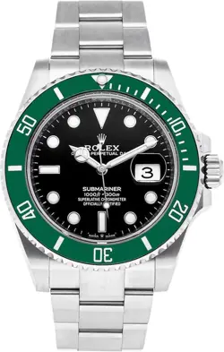 ROLEX SUBMARINER 126610LV SILVER OYSTER BRACELET WITH GREEN BEZEL (PICTURE)