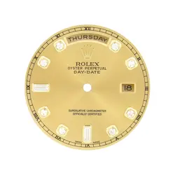 ROLEX DAY-DATE DIAL 118238A CHAMPAGNE DIAMOND INDEX W/18KYG HANDS DAY DATE DISCS