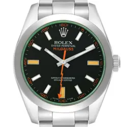 ROLEX MILGAUSS 40 GREEN CRYSTAL BLACK DIAL STEEL MENS WATCH 116400