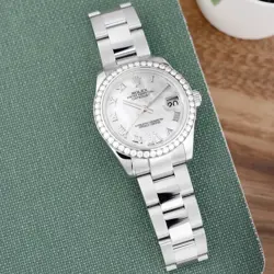 ROLEX DATEJUST 31 178344, STEEL & WHITE GOLD, MOTHER OF PEARL ROMAN VI DIAMON...