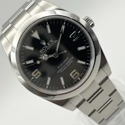 ROLEX EXPLORER 39MM STAINLESS STEEL BLACK ARABIC MK1 DIAL 214270 MEN'S WATCH