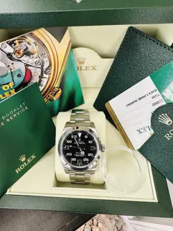 MINT MEN’S ROLEX AIR KING 40MM REF 116900 GREEN BLACK DIAL ~ BOX & PAPERS